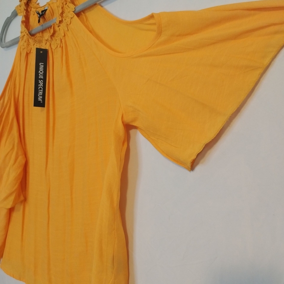 Unique Spectrum Orange Ruffle Blouse - Picture 2 of 2